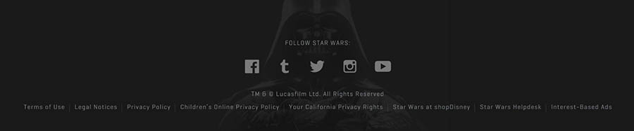 The StarWars.com footer