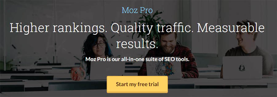 Page d'accueil de Moz Pro.