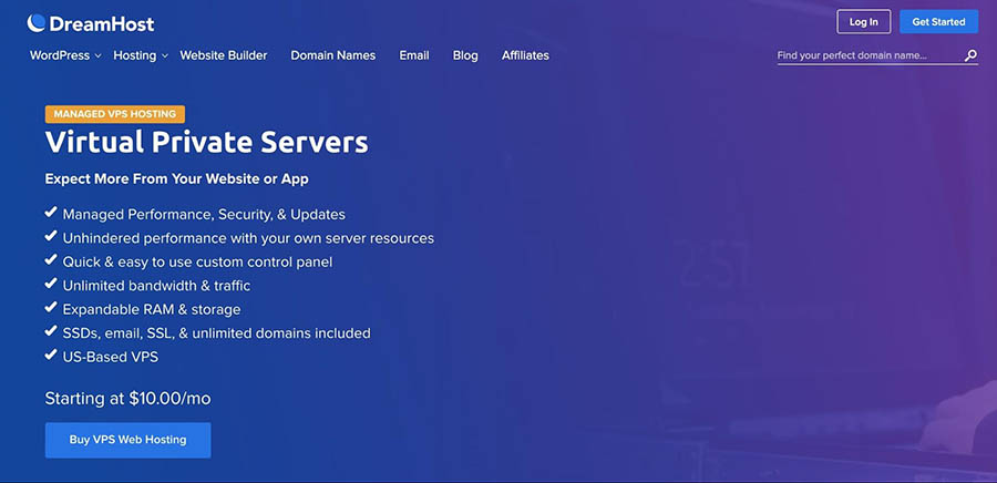 DreamHost's Virtual Private Server (VPS) hosting services.