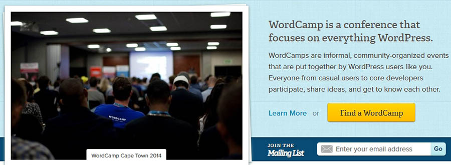 The WordCamp home page.