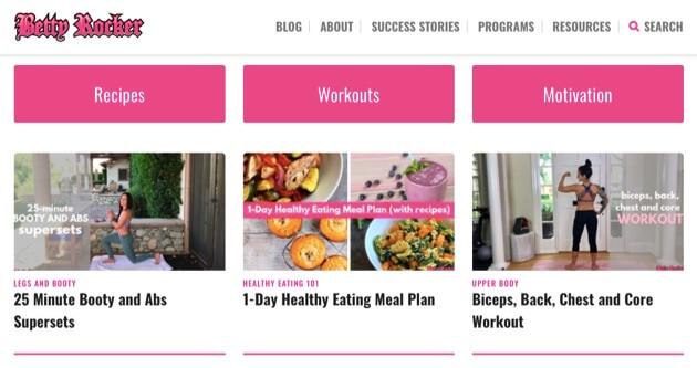 An example of a fitness blog.