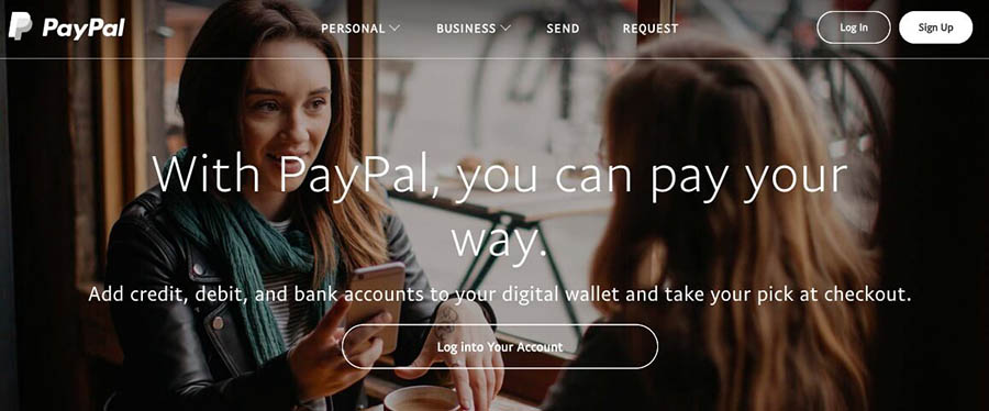 The PayPal website.