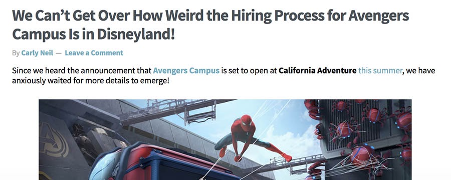 Behind-the-scenes blog post of Disneyland happenings. 