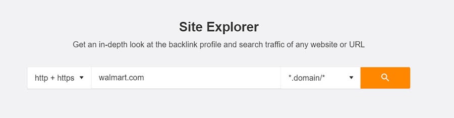 Ahrefs “Site Explorer” search function.