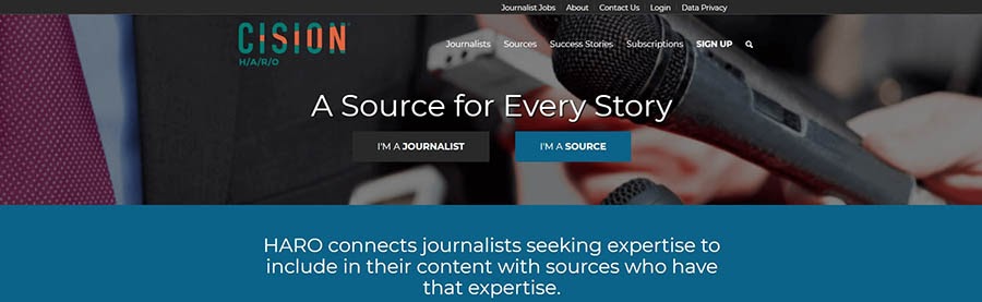 The Help a Reporter Out homepage