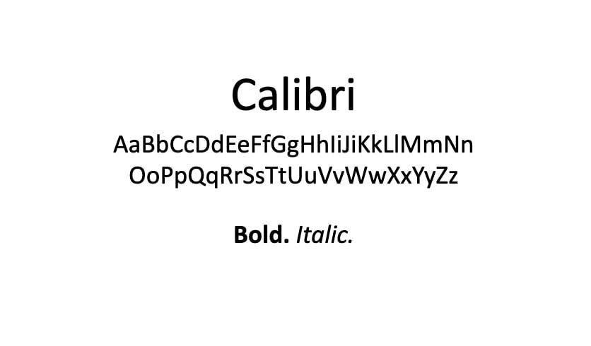 The Calibri font.