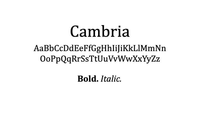The Cambria font.
