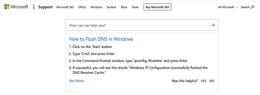 Flushing the DNS cache in Windows.
