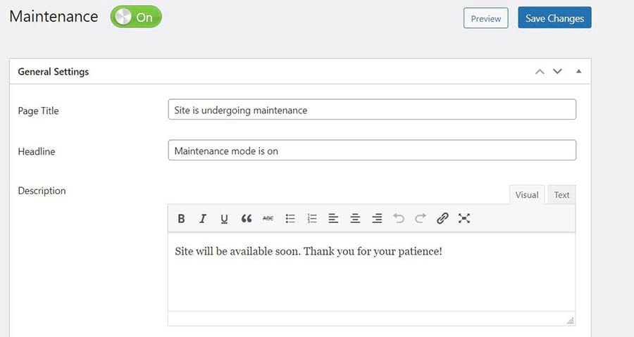 Customizing your maintenance mode notice using the Maintenance plugin
