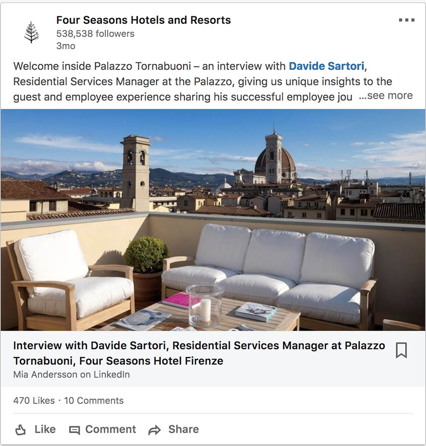  los Hoteles Four Seasons y Resorts en LinkedIn 