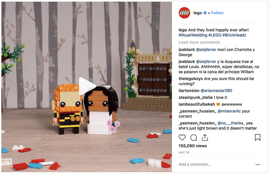  la promoción de la publicación en Instagram de Lego basada en la Boda Real 