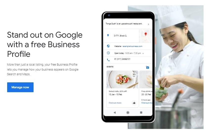 The Google Business Profile website.