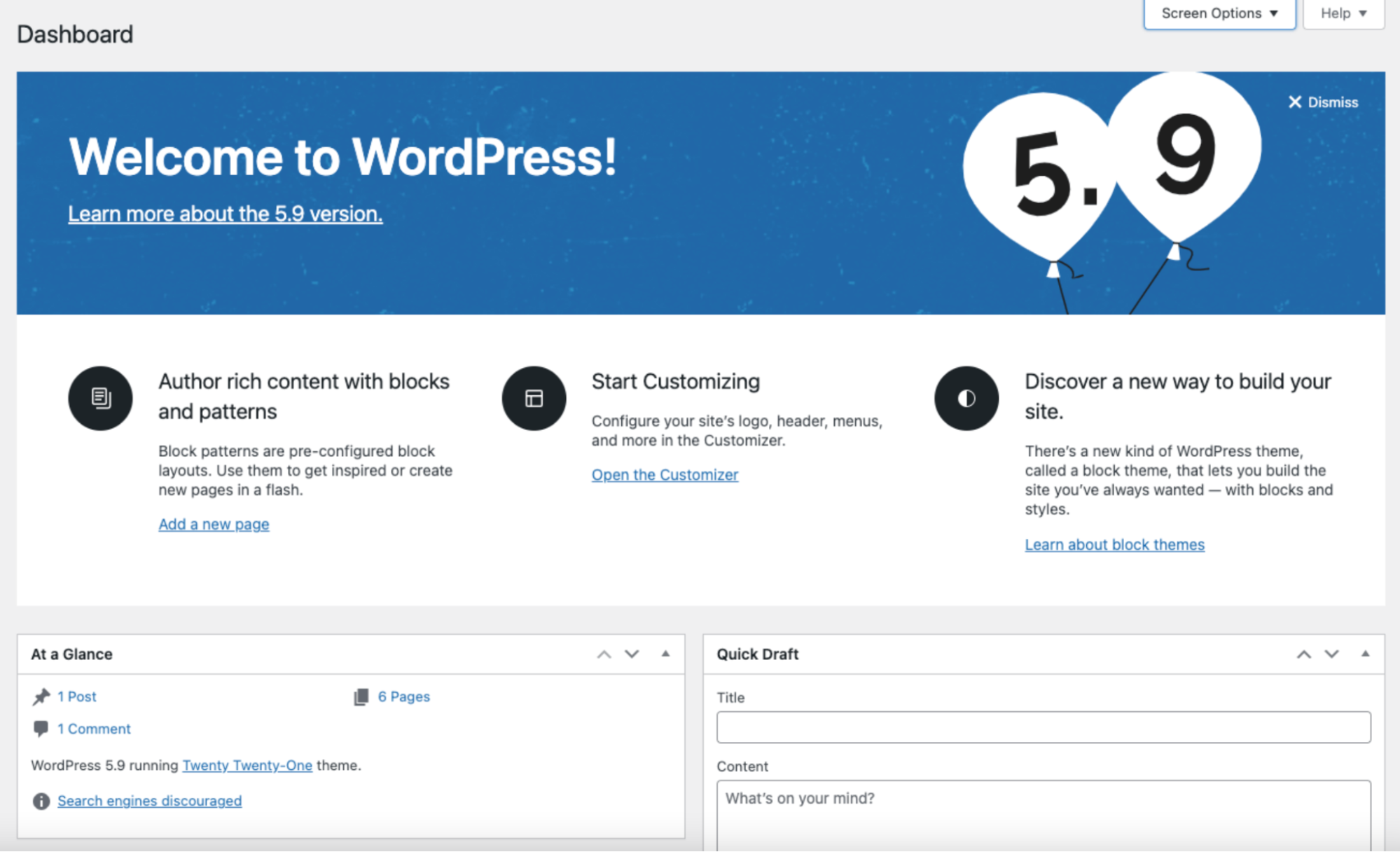 WordPress 5.9 update
