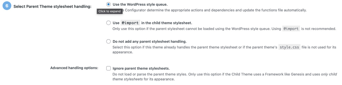 Select the parent theme stylesheet handling