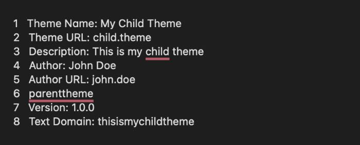 Making a style.css file for a child theme
