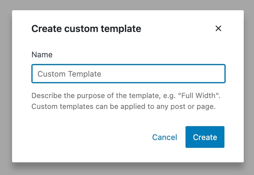 Name your custom WordPress Template
