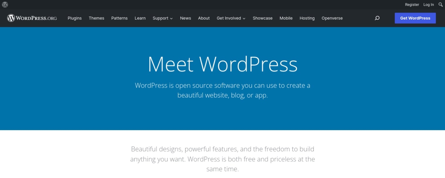WordPress.org website homepage
